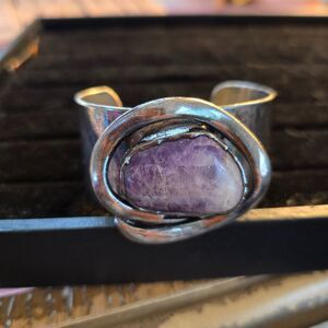 Modernist Amethyst Cuff Bracelet by Danish Design Walter Arnesen